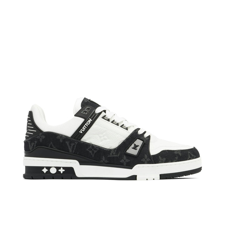 LOUIS VUITTON LV TRAINER DENIME MONOGRAM WHITE BLACK